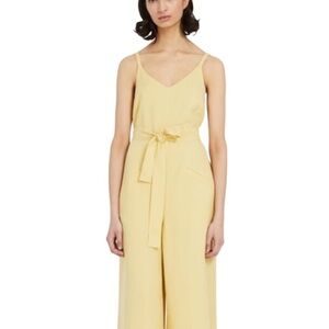 Frank and Oak 2025 100% Tencel Lyocell butter yellow flowy wide leg jumpsuit S